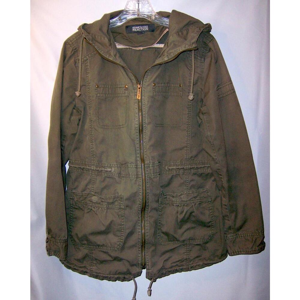 Kenneth Cole Reaction Women's Hooded Utility Jacket- Green M